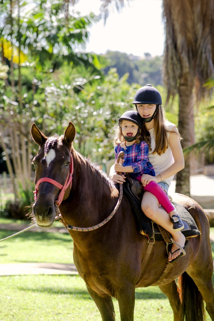 Equitação com os cavalos da fazenda